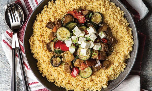 Cuscuz com vegetais grelhados